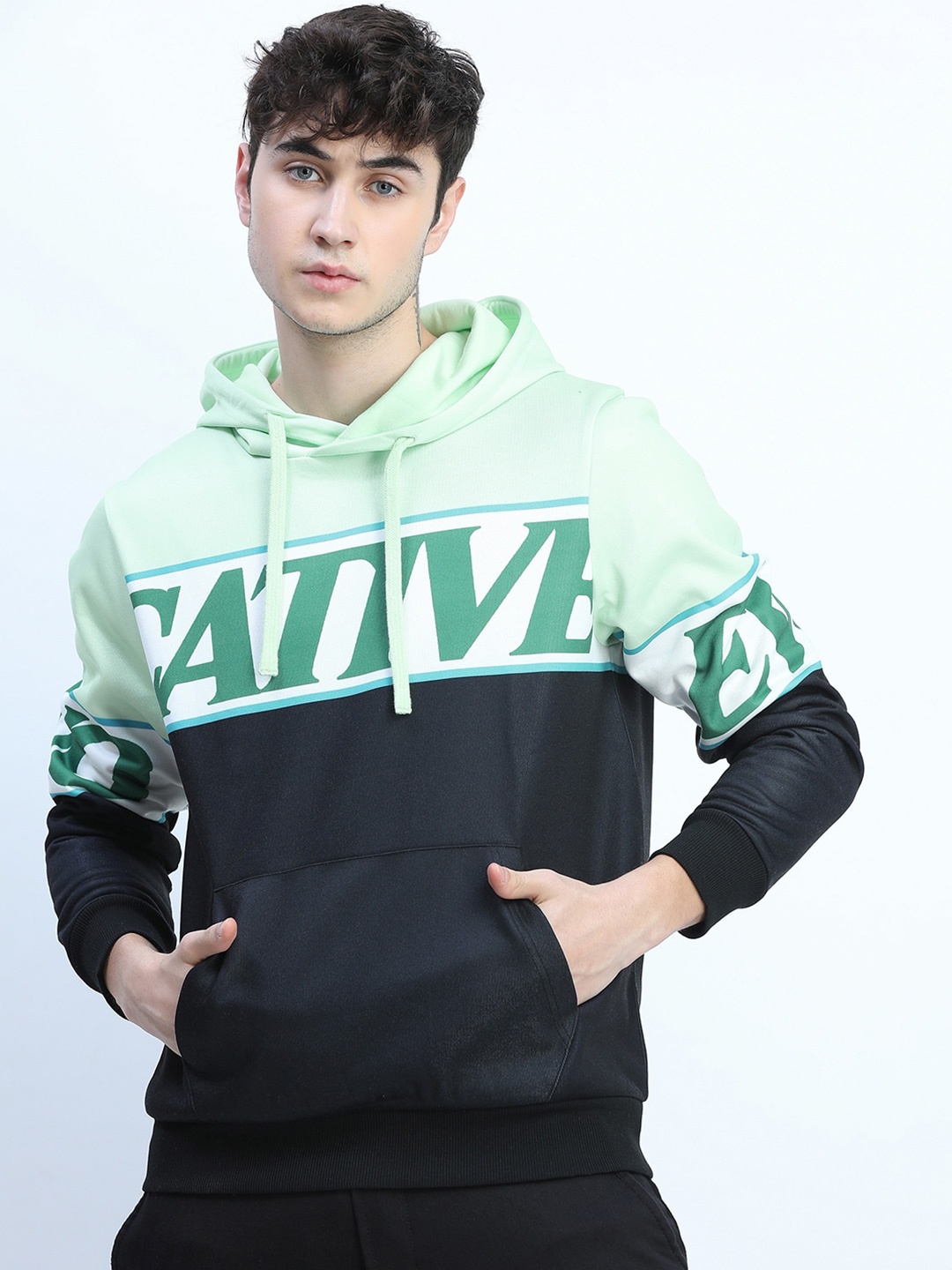 

HIGHLANDER Men Green & Black Printed Hooded Pullover