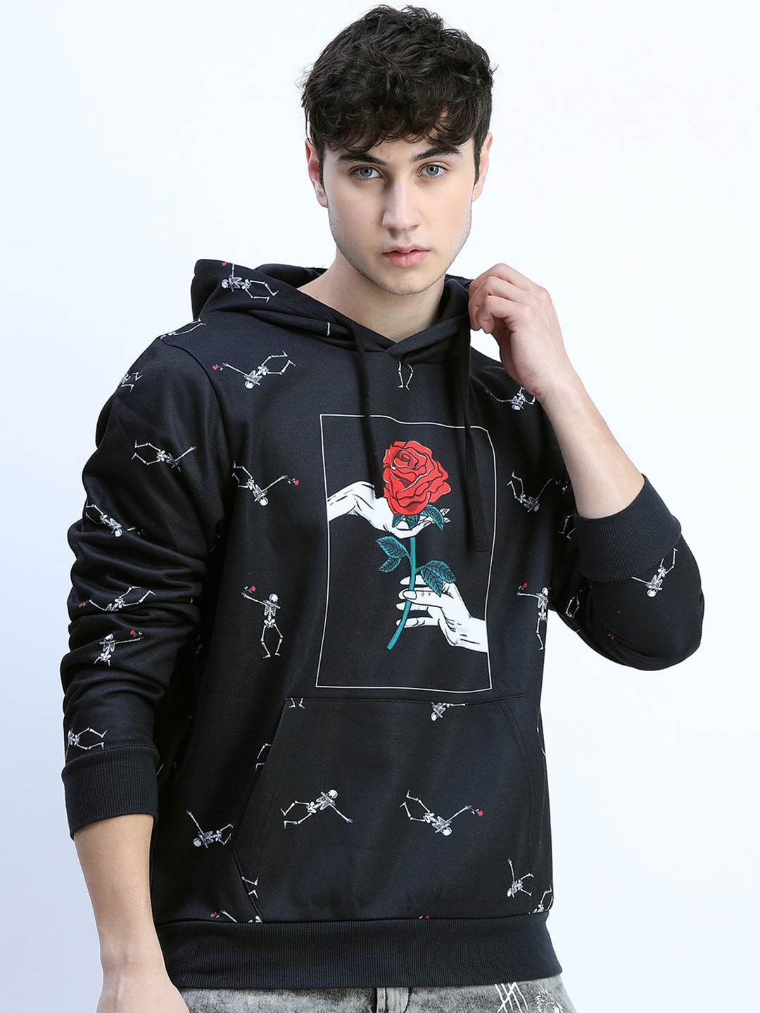 

HIGHLANDER Men Black Printed Hooded Sweatshirt