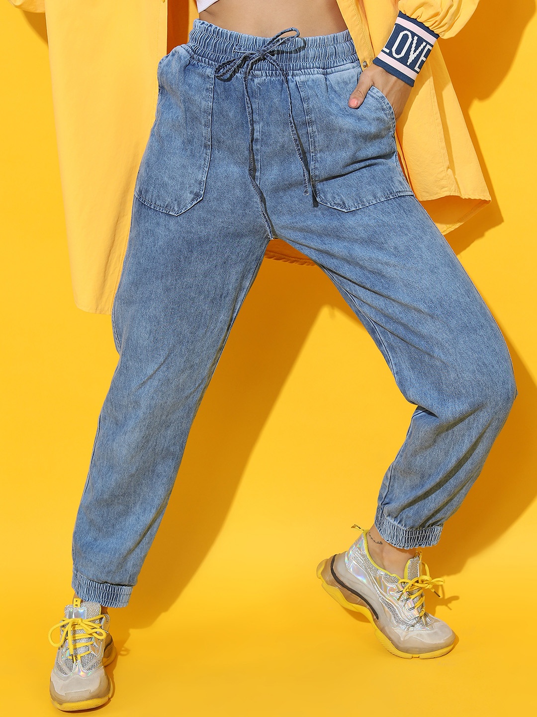 

Tokyo Talkies Women Blue Heavy Fade Stretchable Jogger