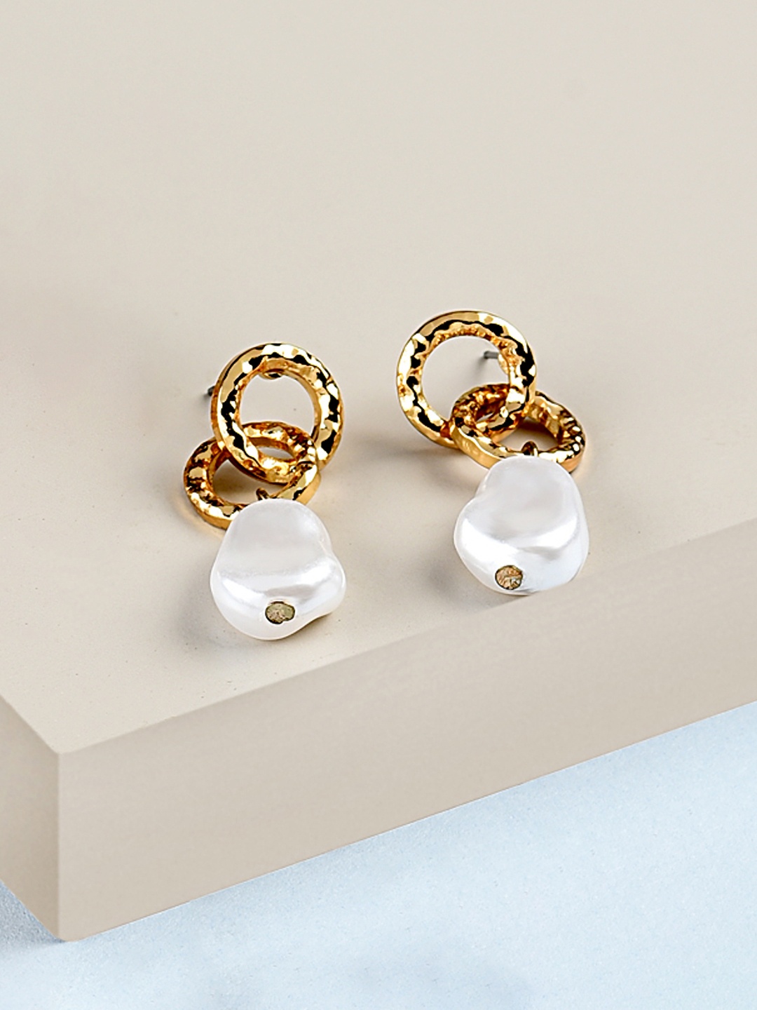 

AMI Gold-Toned Contemporary Studs Earrings