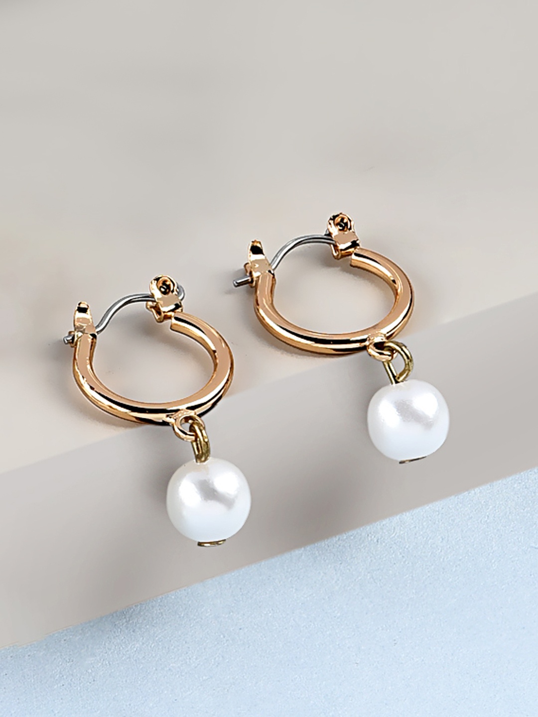 

AMI Gold-Plated Contemporary Pearl Drop Earrings
