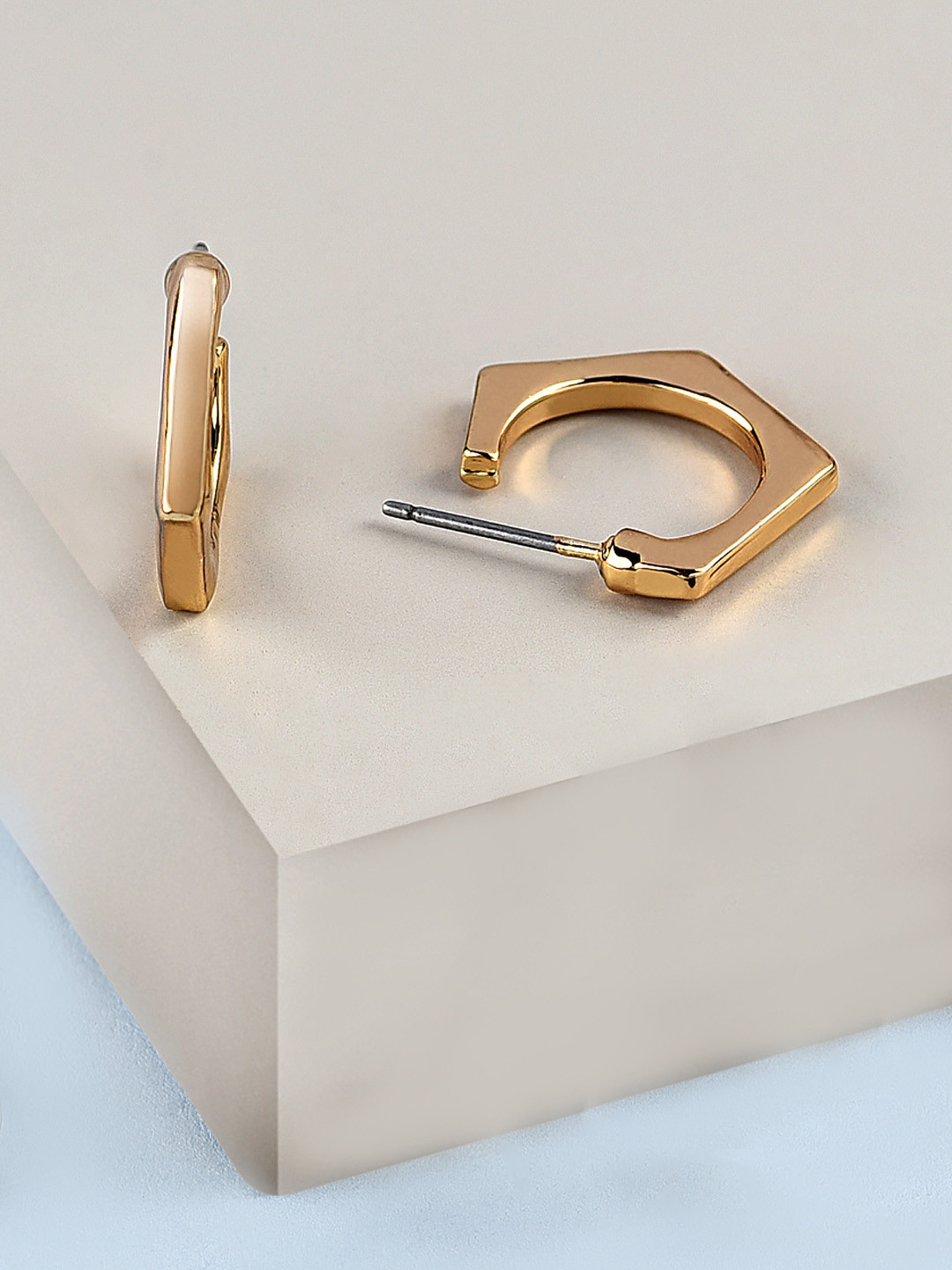 

AMI Gold-Toned Contemporary Studs Earrings