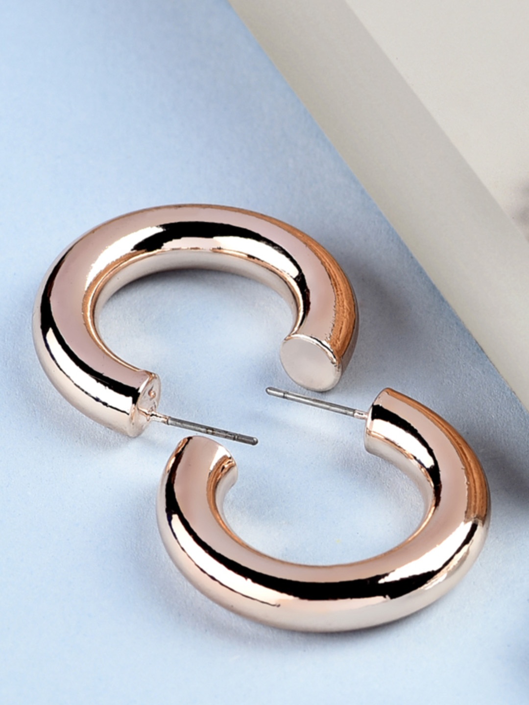 

AMI Rose Gold Contemporary Hoop Earrings