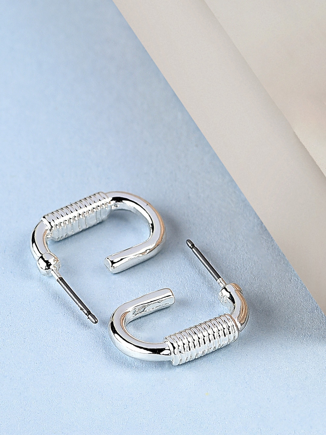 

AMI Silver-Toned Contemporary Half Hoop Earrings