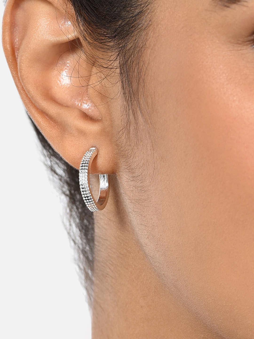 

AMI Silver-Toned Contemporary Semi Hoop Earring
