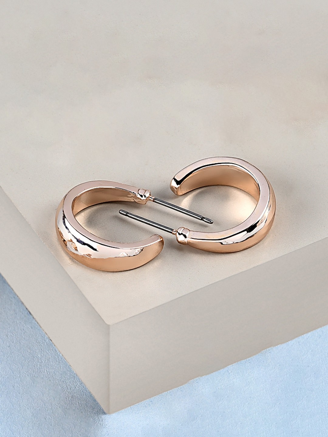

AMI Rose Gold Contemporary Hoop Earrings