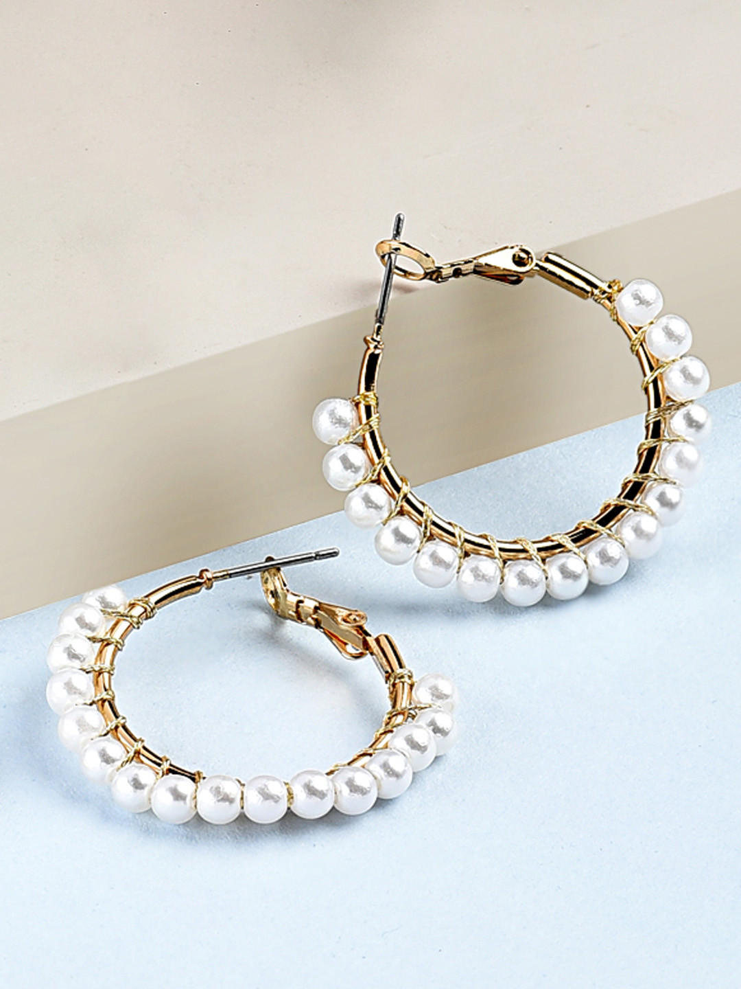 

AMI White Contemporary Hoop Earrings