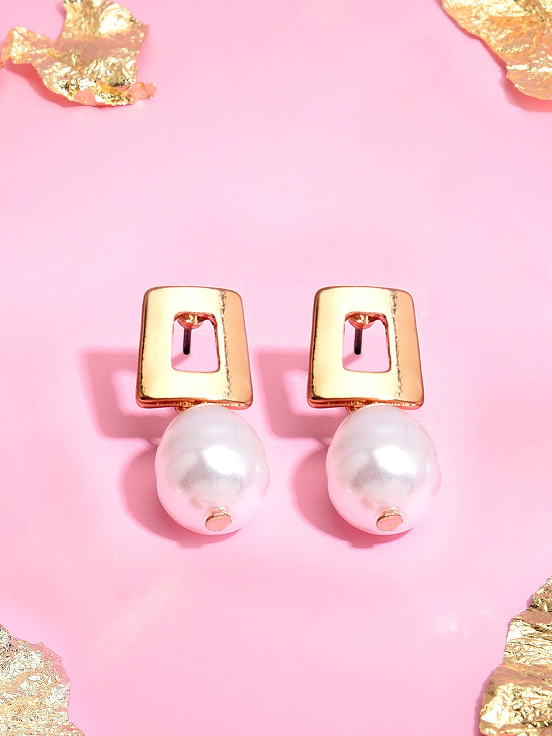 

AMI Gold-Toned Contemporary Studs Earrings