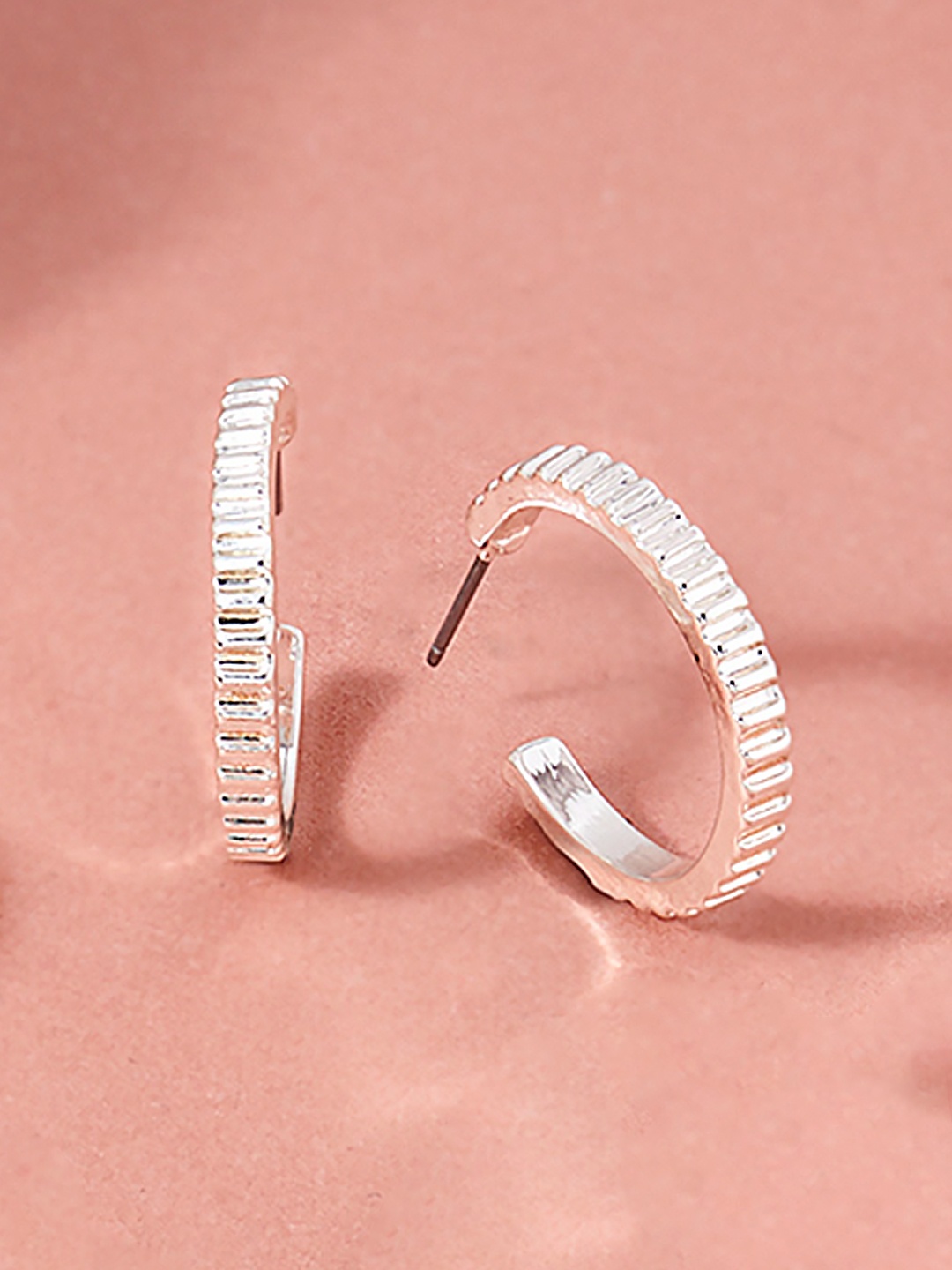 

AMI Silver-Toned Contemporary Half Hoop Earrings