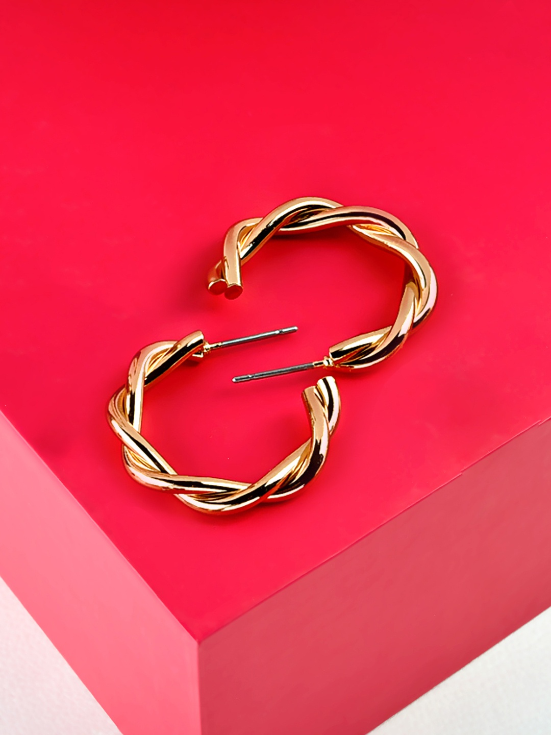 

AMI Gold-Toned Contemporary Half Hoop Earrings