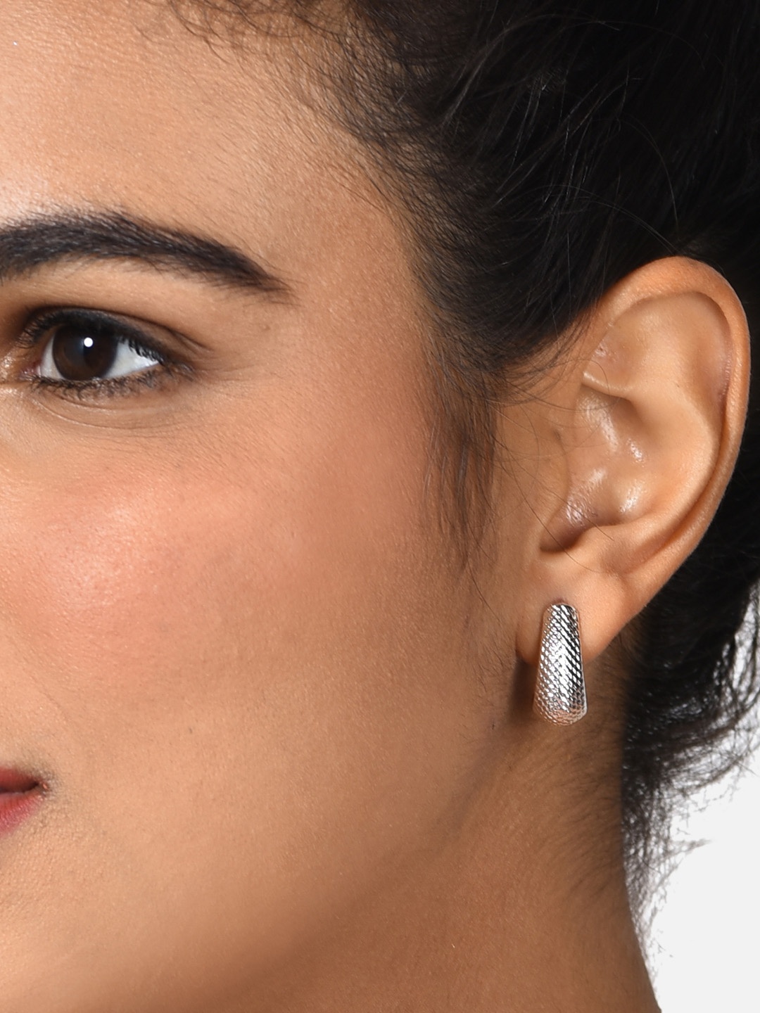 

AMI Silver-Toned Contemporary Half Hoop Earrings