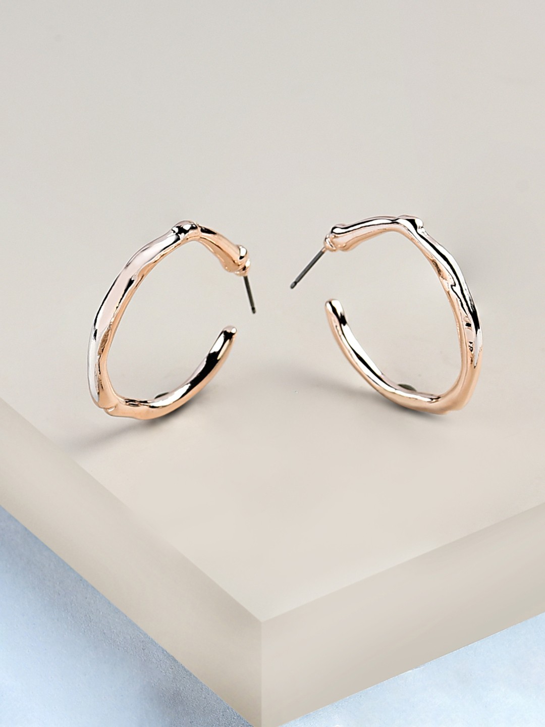 

AMI Rose Gold Contemporary Half Hoop Earrings