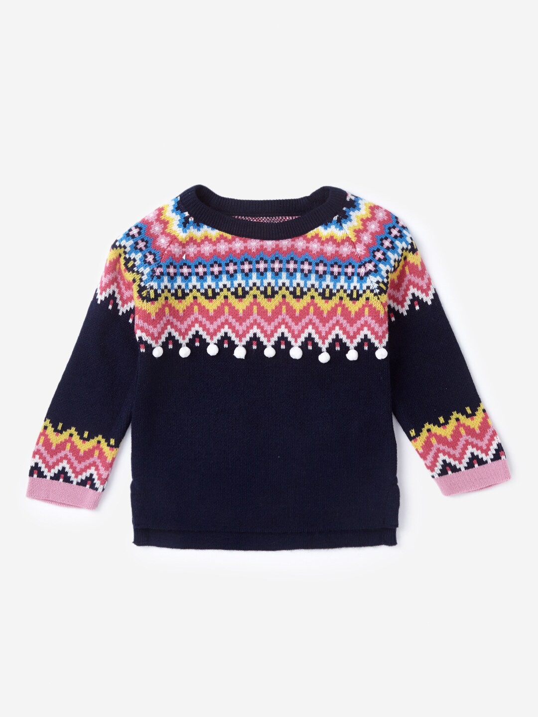 

Hopscotch Girls Blue & Pink Self Design Pullover