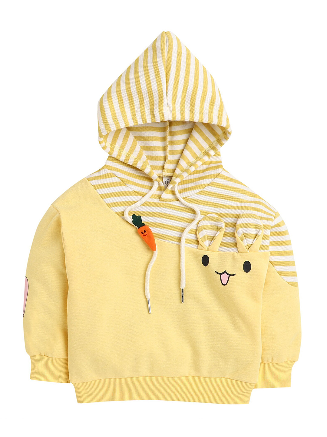

Hopscotch Girls Yellow Striped Hooded Sweatshirt