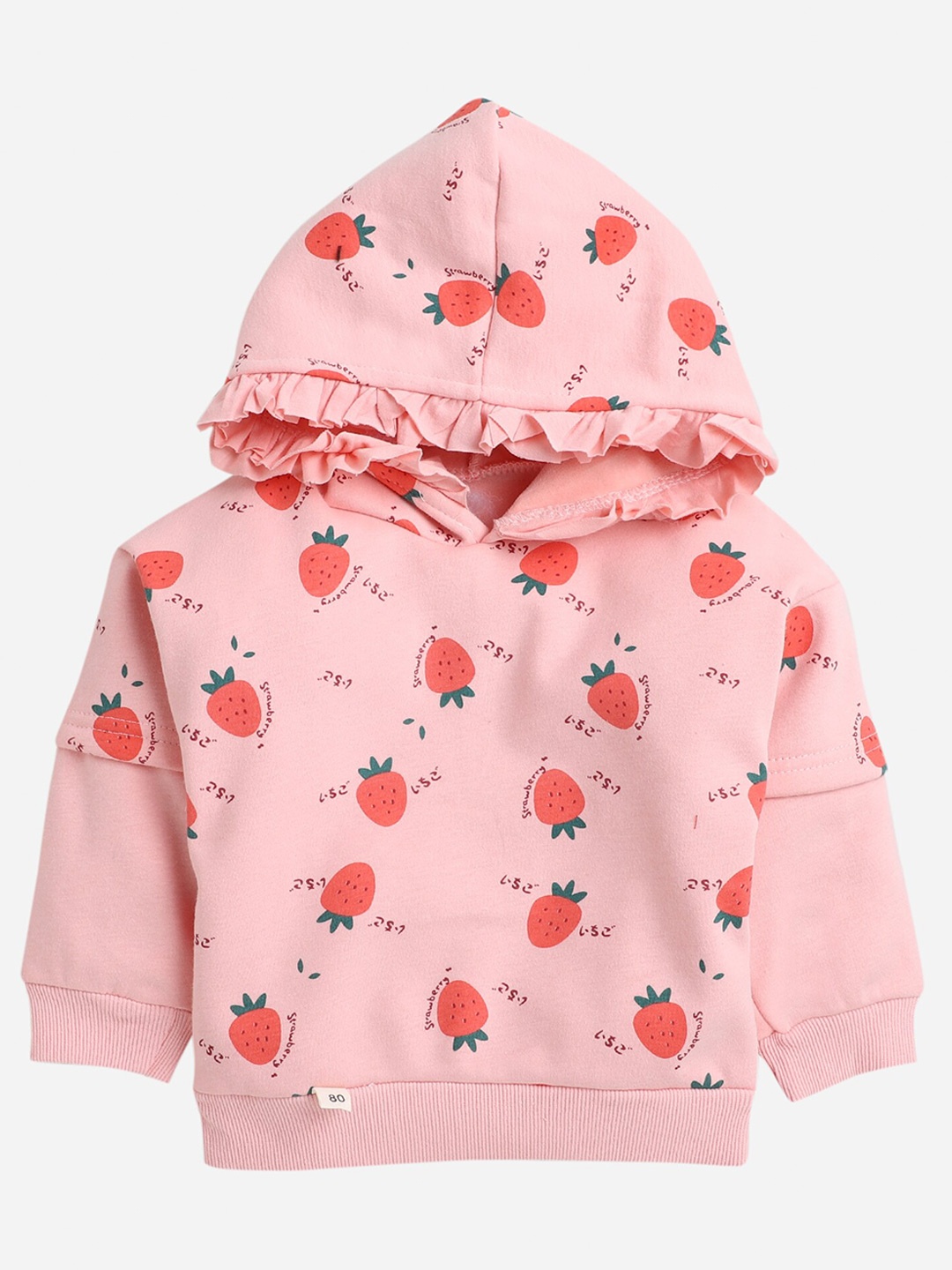 

Hopscotch Girls Pink Printed Hooded Sweatshirt