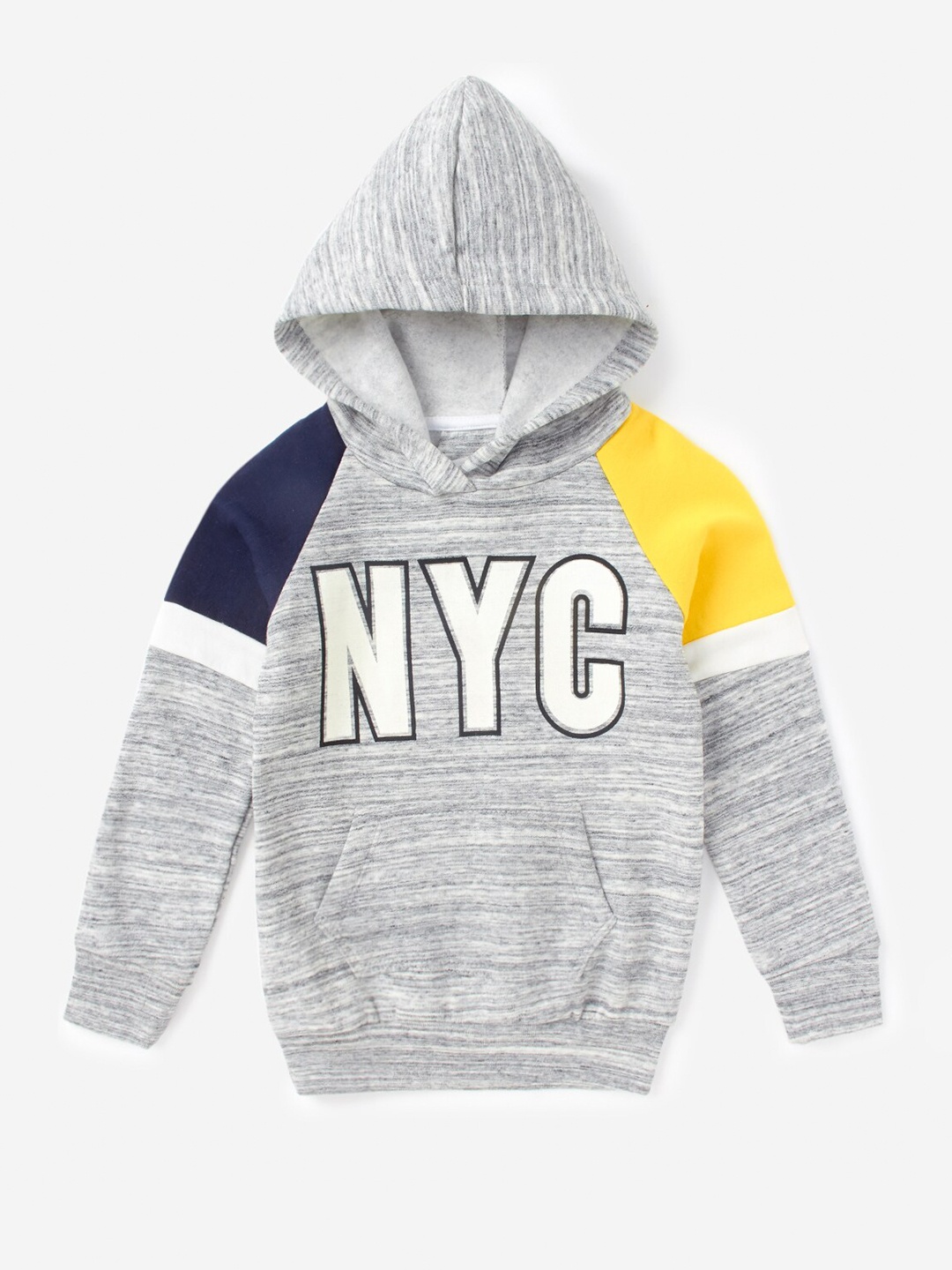 

Hopscotch Boys Grey Printed Hooded Sweatshirt