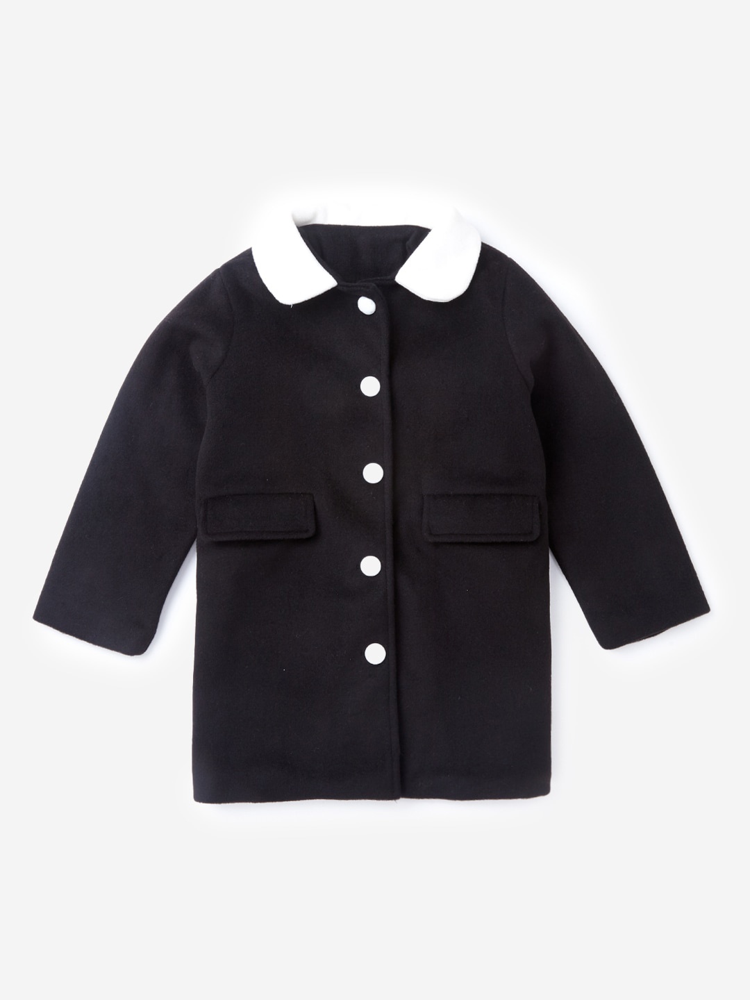 

Hopscotch Girls Black Solid Long OverCoat