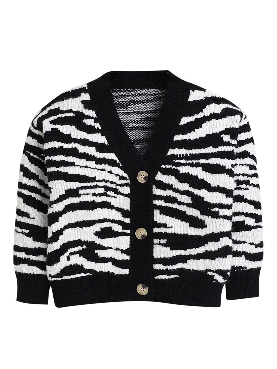 

Hopscotch Girls Black & White Printed Cardigan