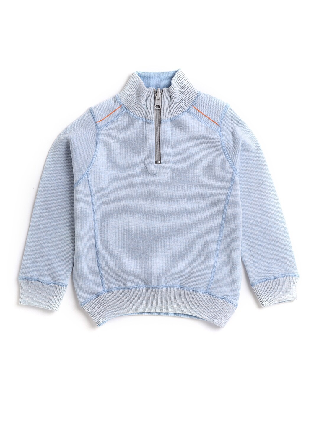 

Hopscotch Boys Blue Solid Half Zipper Pullover