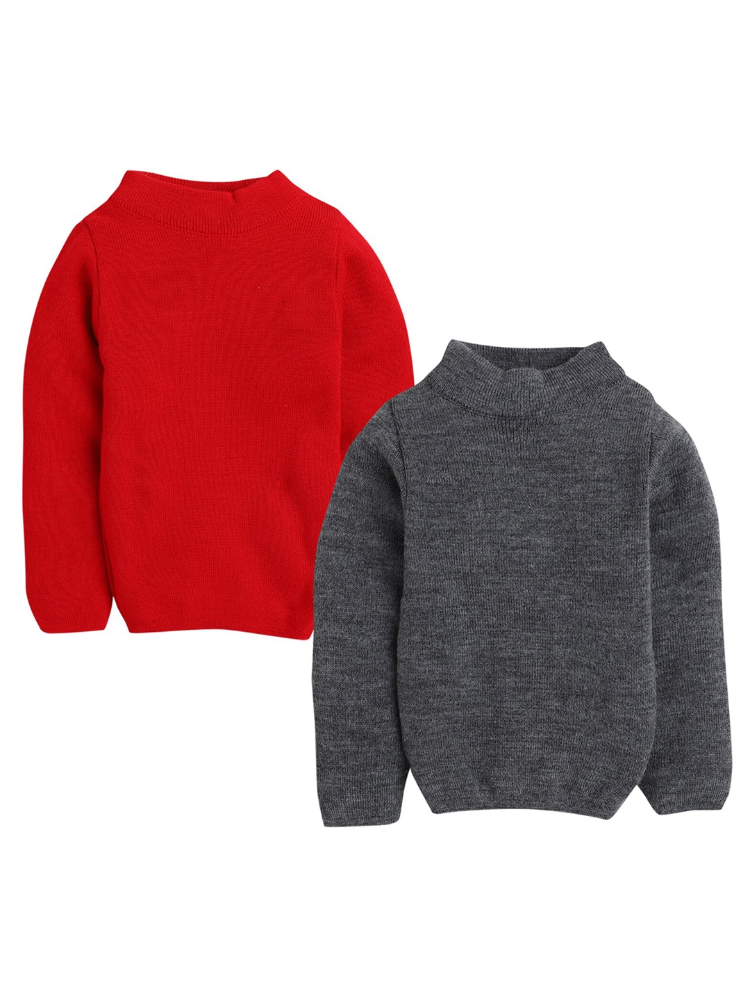 

Hopscotch Girls Pack Of 2 Solid High Neck Wool Pullover, Red