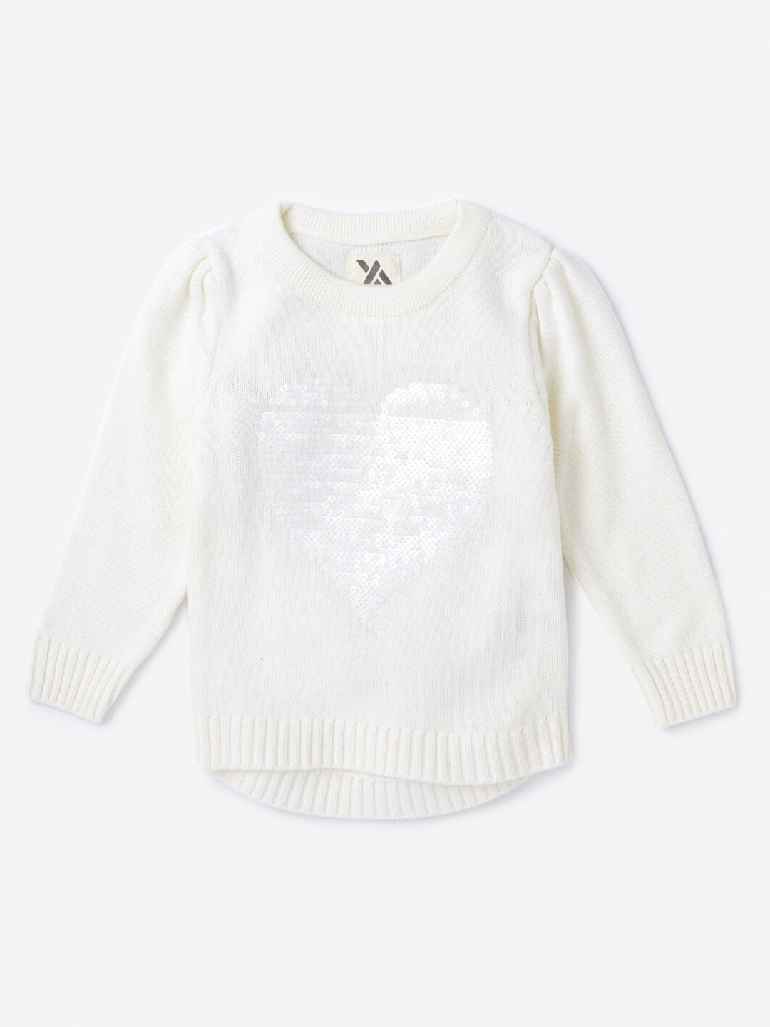 

Hopscotch Girls White Pullover with Embellished Detail