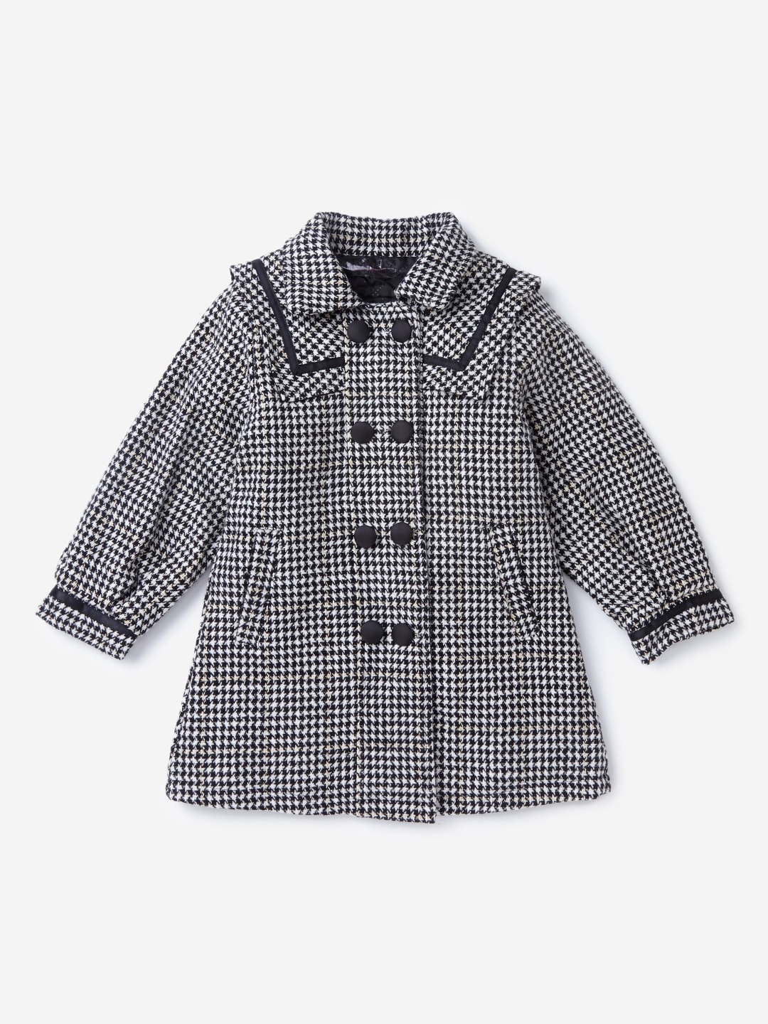 

Hopscotch Girls Black & White Checked Over Coat