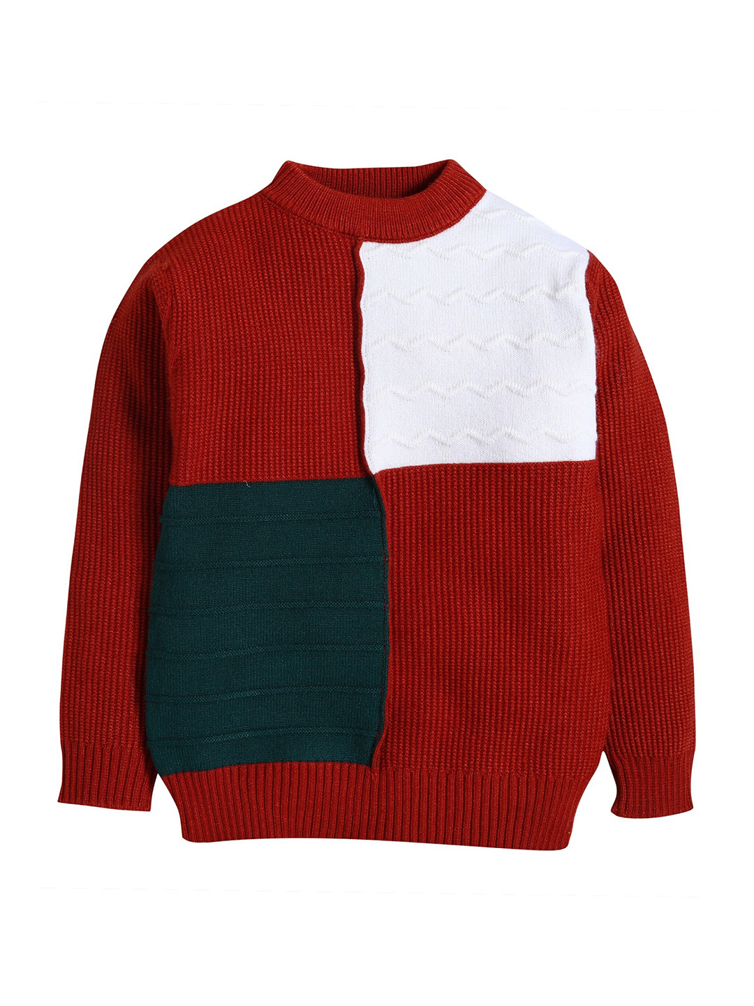 

Hopscotch Boys Brown & White Colourblocked Pullover