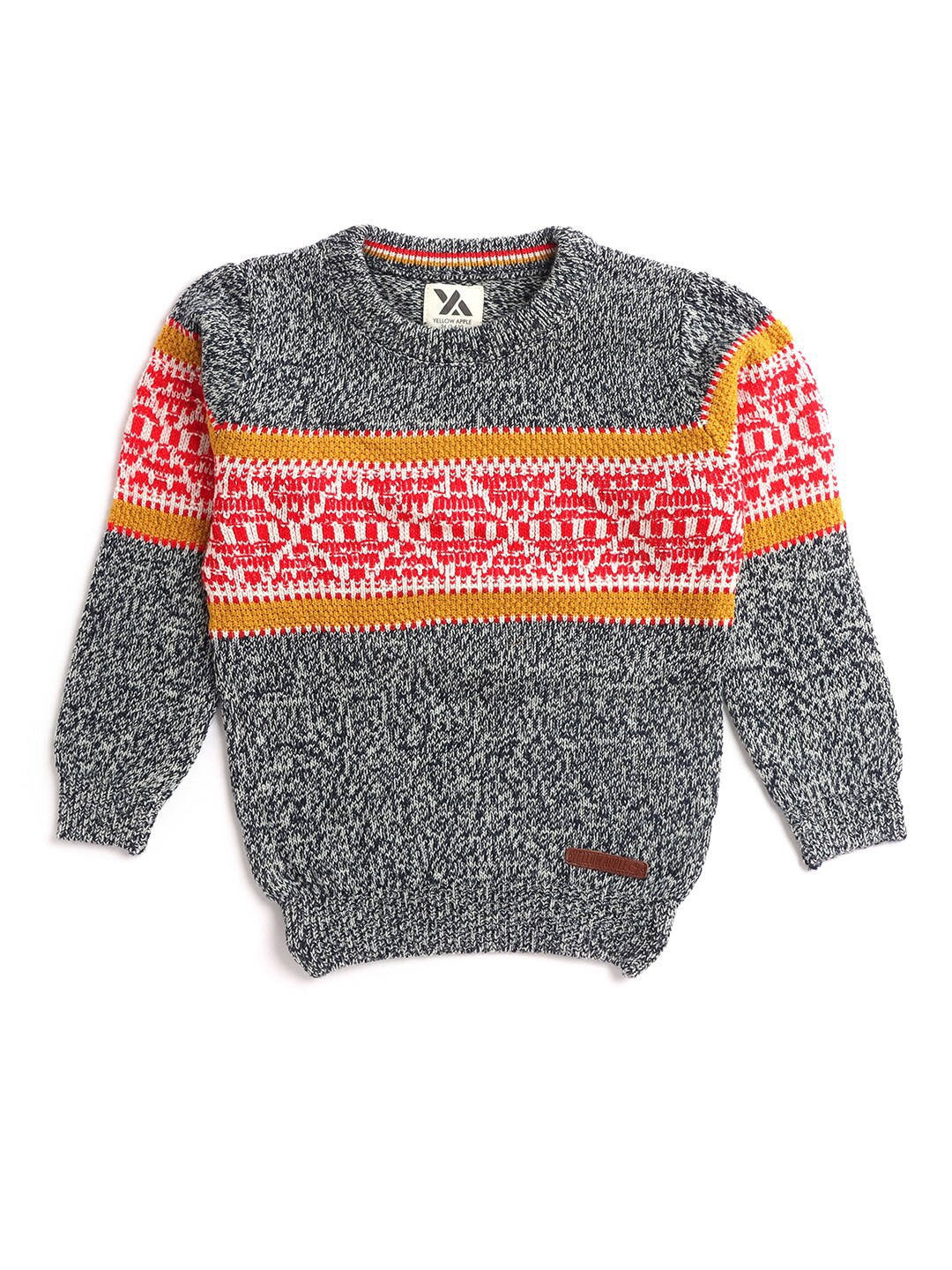 

Hopscotch Boys Grey & Red Fair Isle Printed Pullover