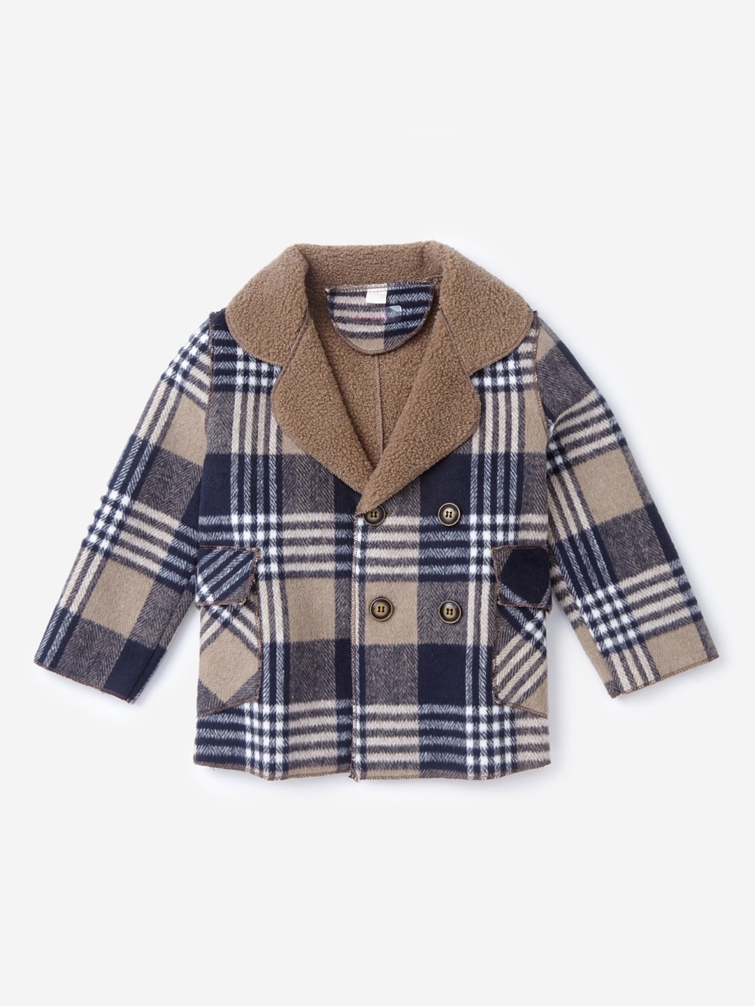 

Hopscotch Girls Blue & White Checked Over Coat