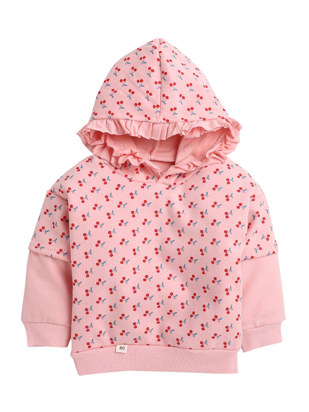 

Hopscotch Girls Pink Printed Hooded Sweatshirt