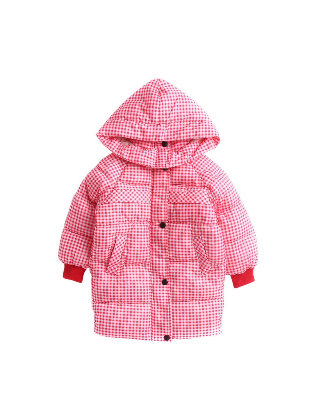 

Hopscotch Girls Red & White Checked Long Coat