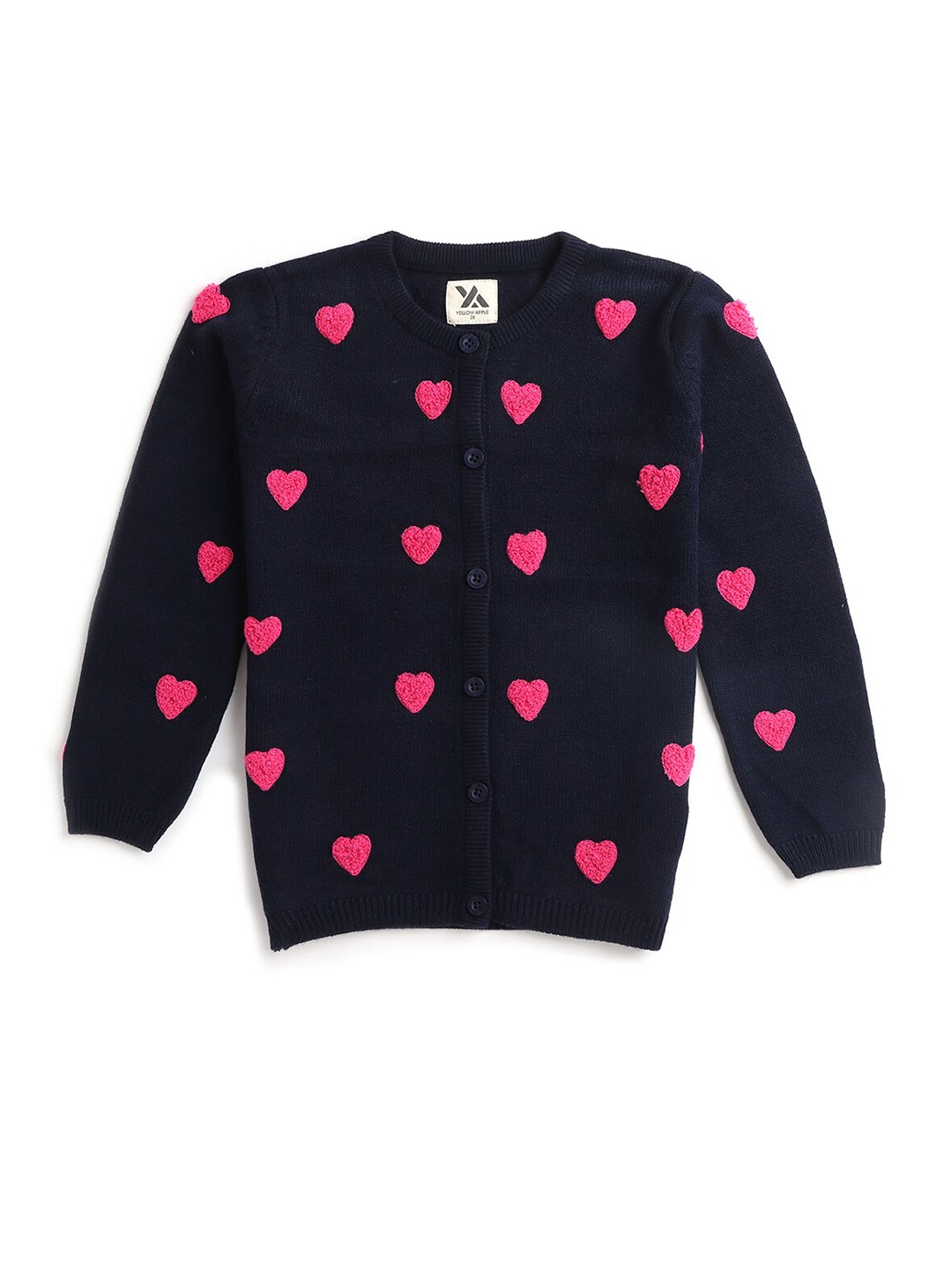 

Hopscotch Girls Navy Blue & Pink Embroidered Acrylic Cardigan