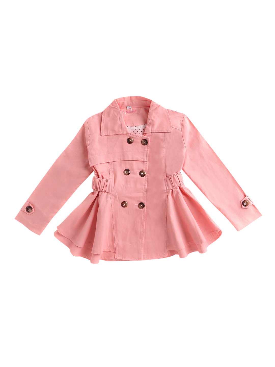 

Hopscotch Girls Peach-Colored Solid Overcoat