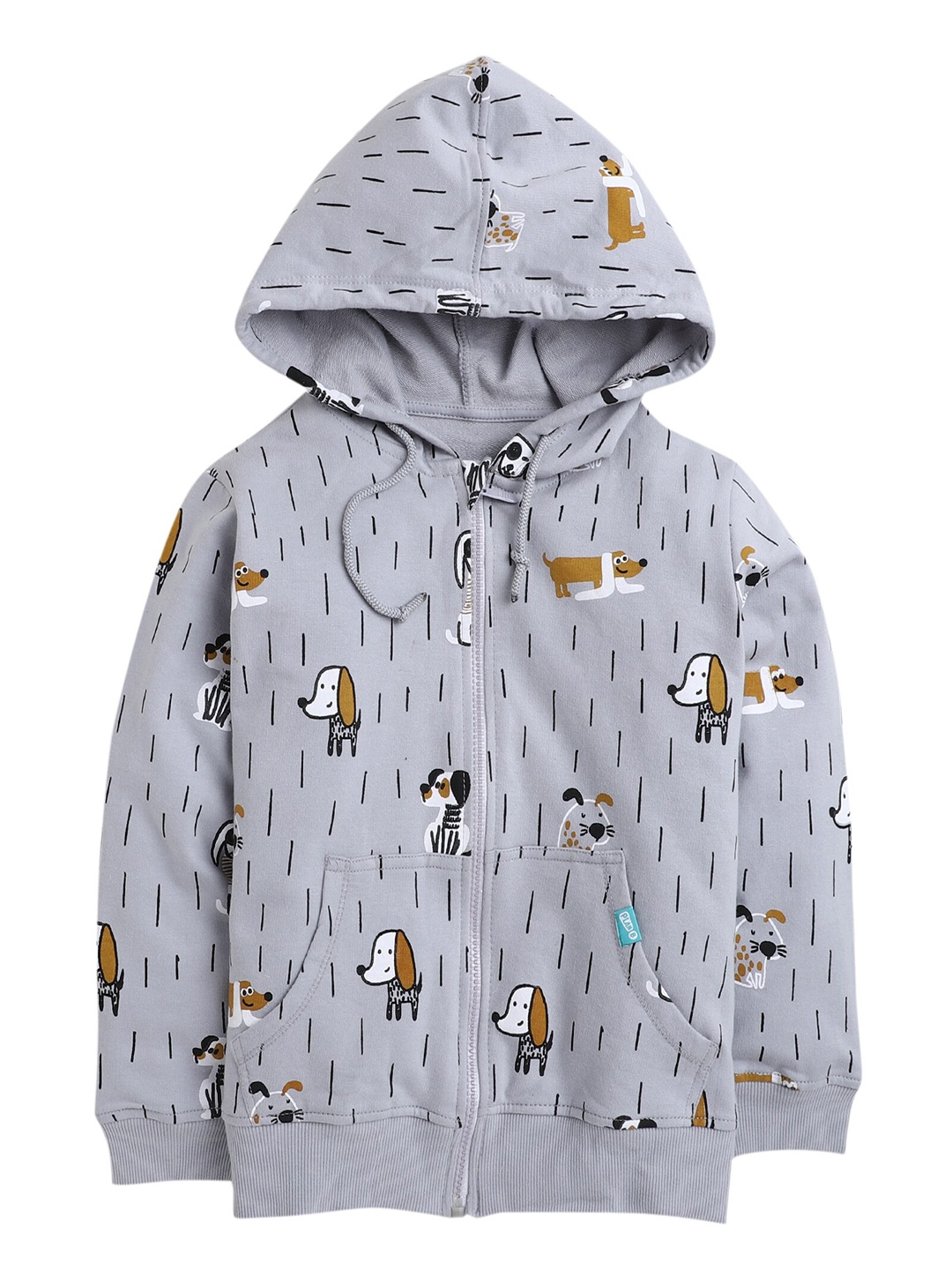 

Hopscotch Boys Grey Printed Hooded Sweatshirt