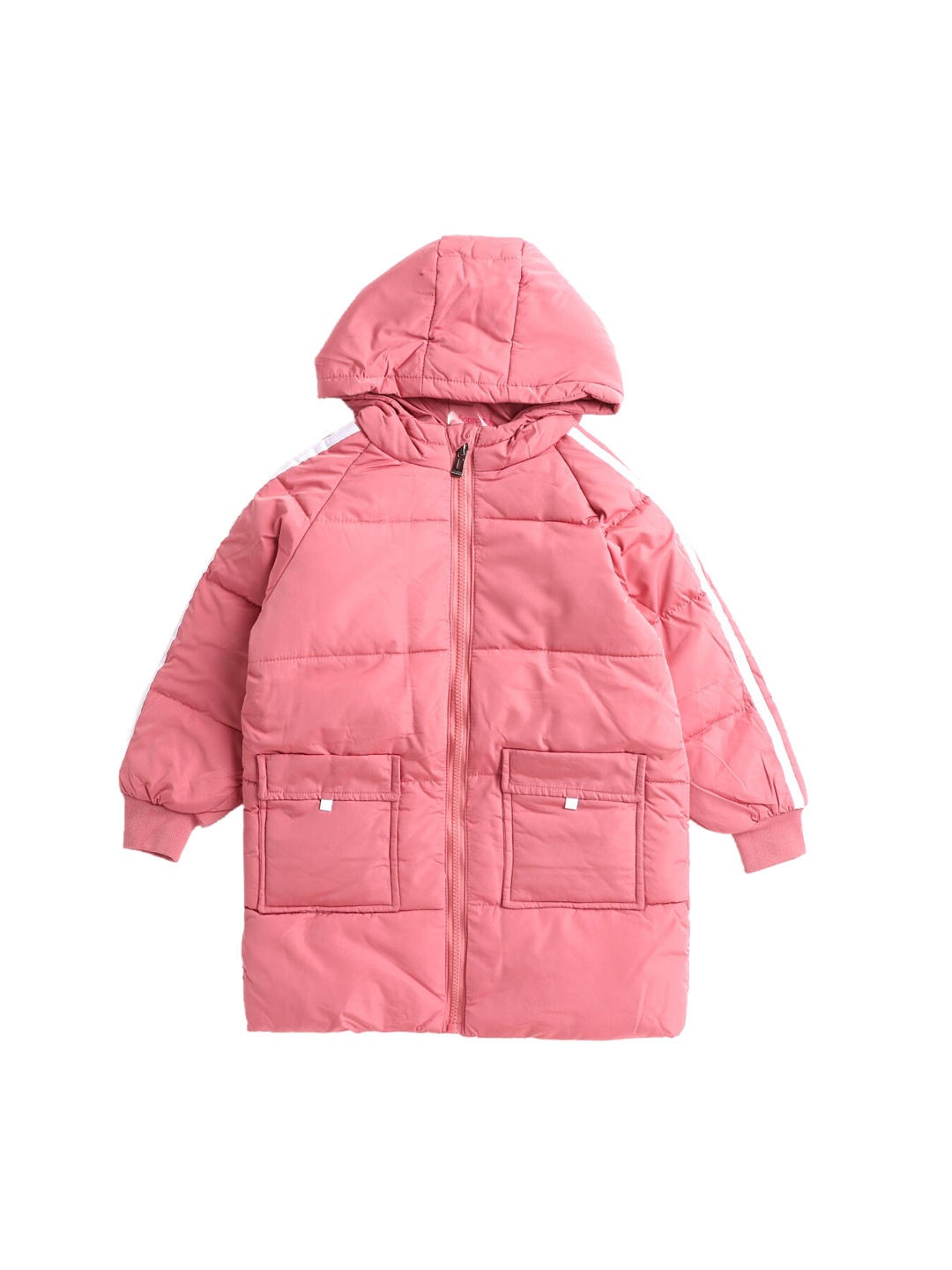 

Hopscotch Girls Pink Longline Bomber Jacket