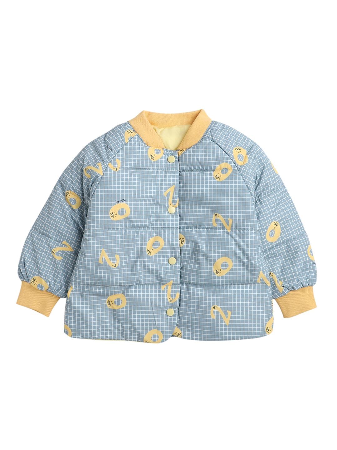 

Hopscotch Boys Blue Yellow Checked Puffer Jacket