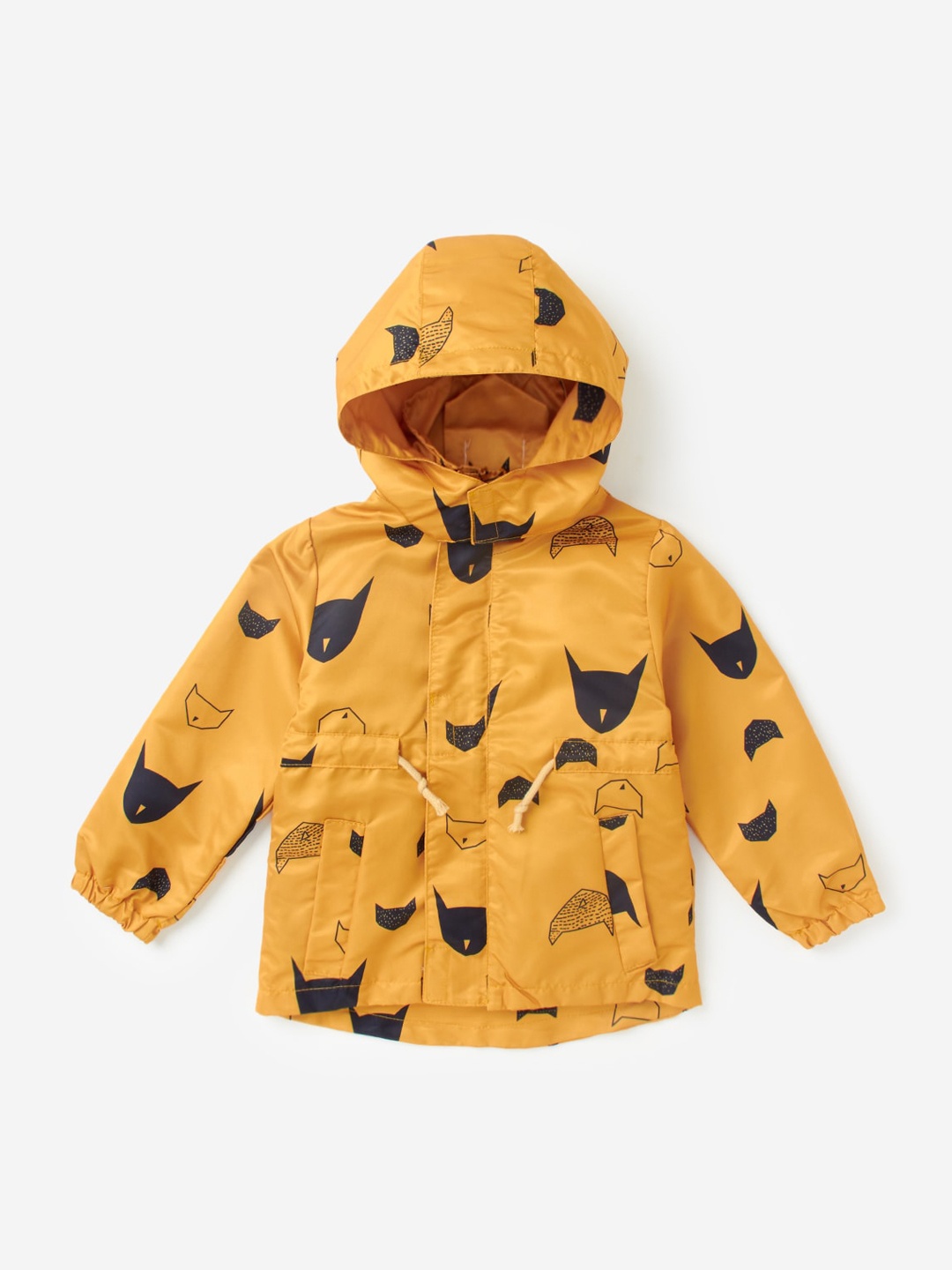 

Hopscotch Boys Yellow & Black Printed Overcoat