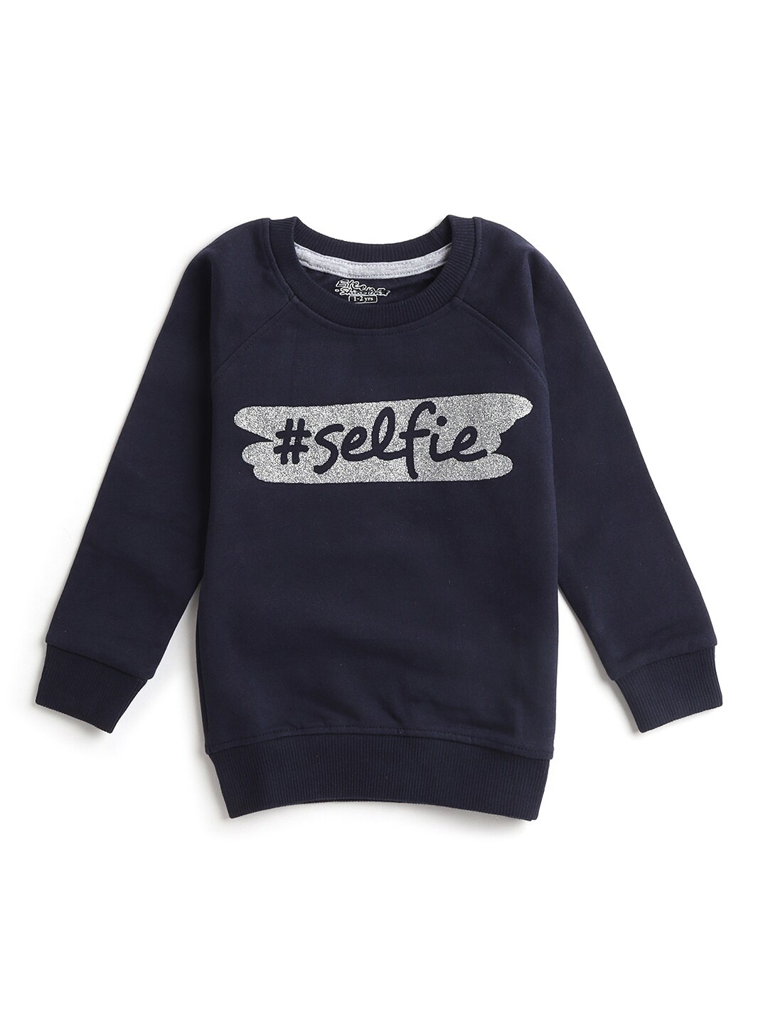 

Hopscotch Girls Navy Blue Printed Sweatshirt