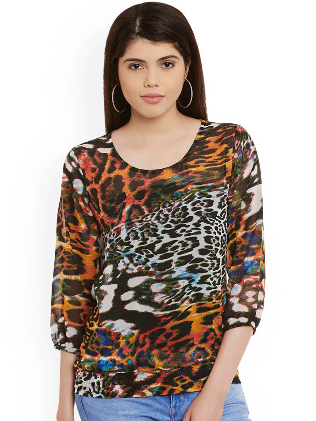 

WISSTLER Women Multicolour Printed Georgette Top, Multi