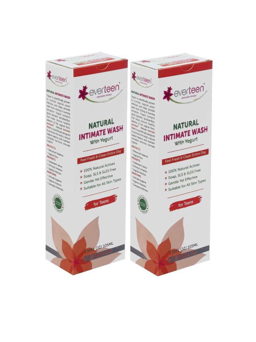 

everteen Woman Pack of 2 Natural Intimate Wash with Yogurt-105ml each, Yellow