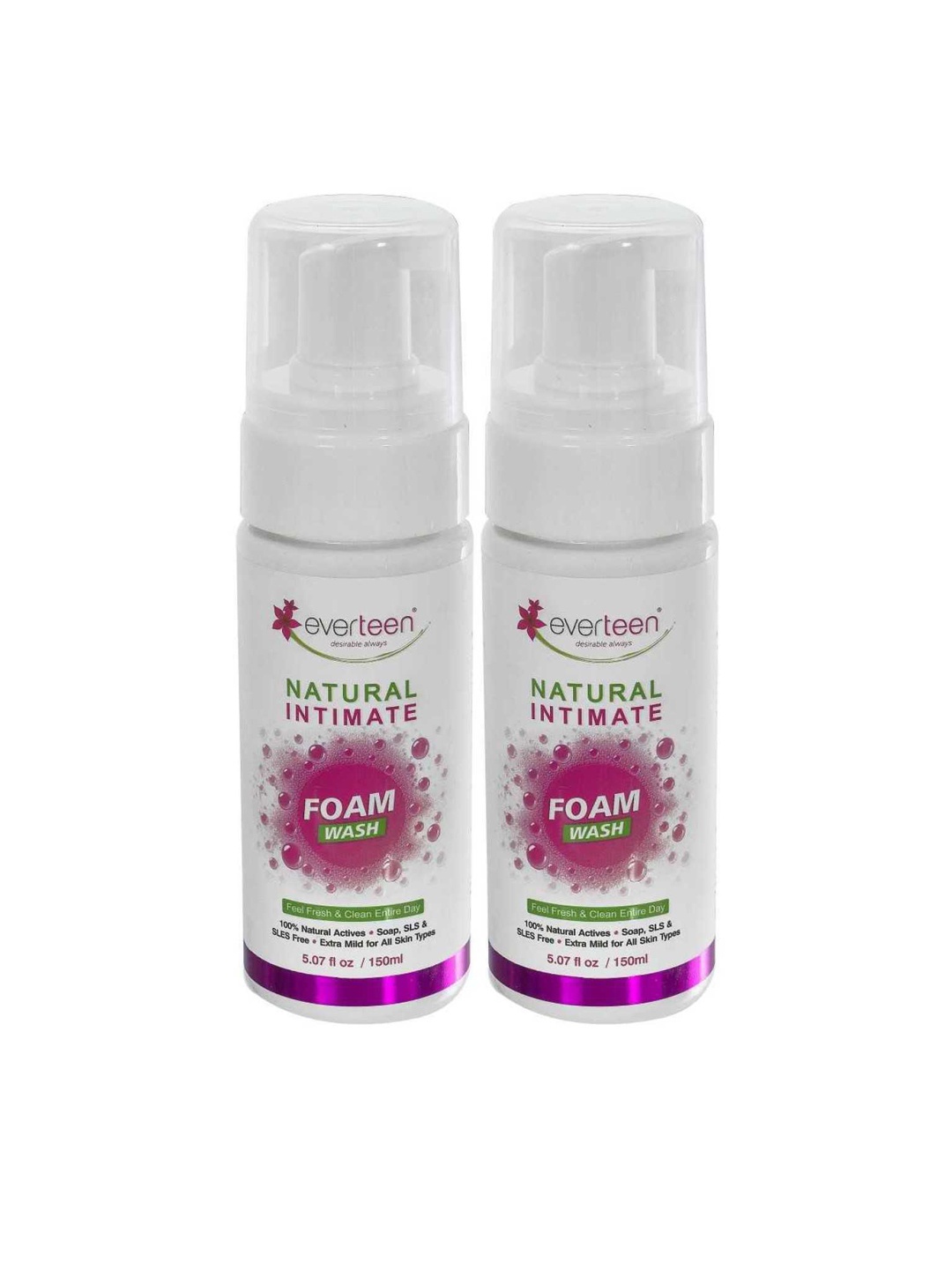 

everteen Set of 2 Natural Intimate Foam Wash for Feminine Hygiene, 150 each, Champagne