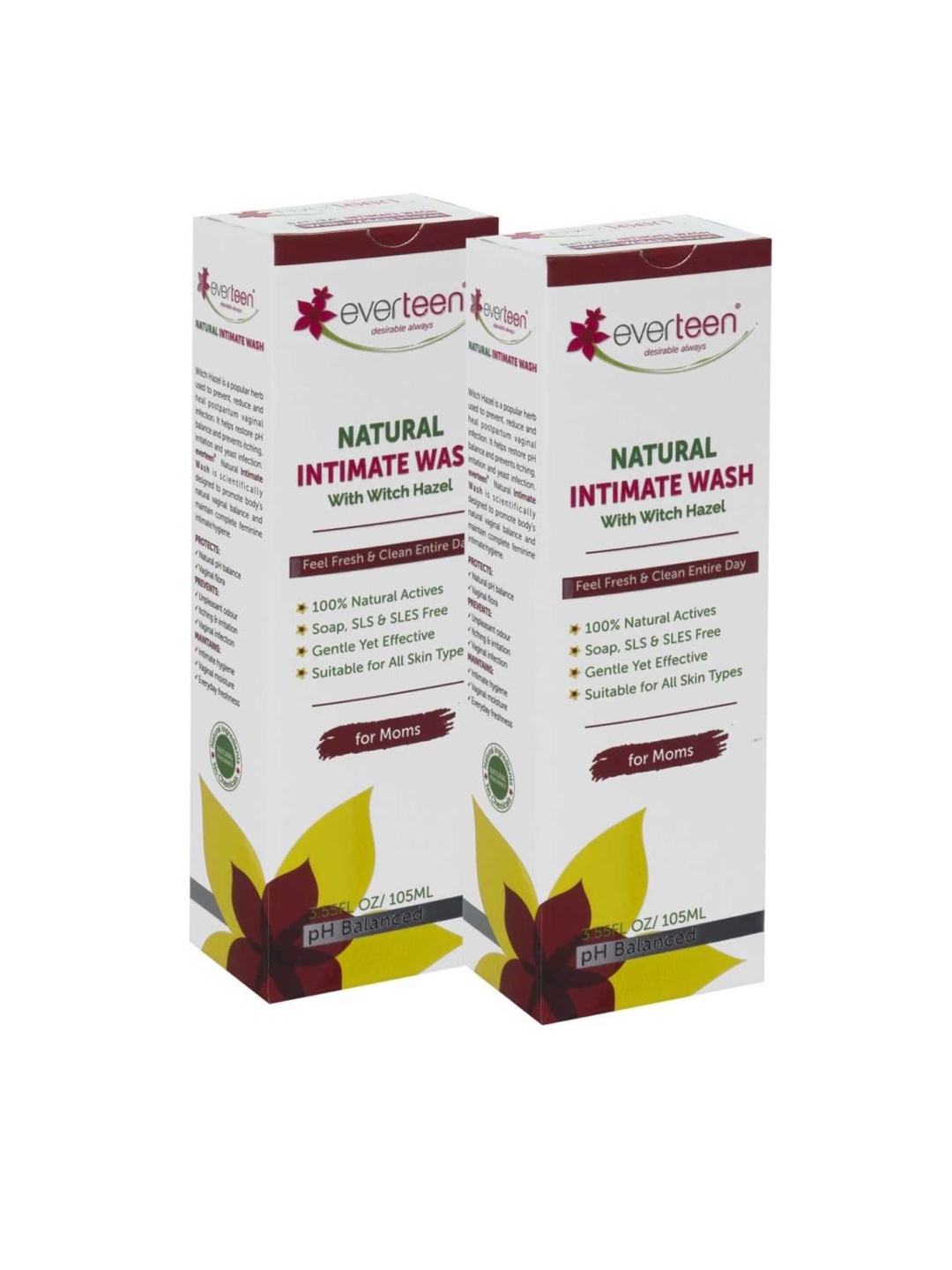 

everteen Set of 2 Witch Hazel Intimate Wash for Feminine Intimate Hygiene in Moms, Yellow