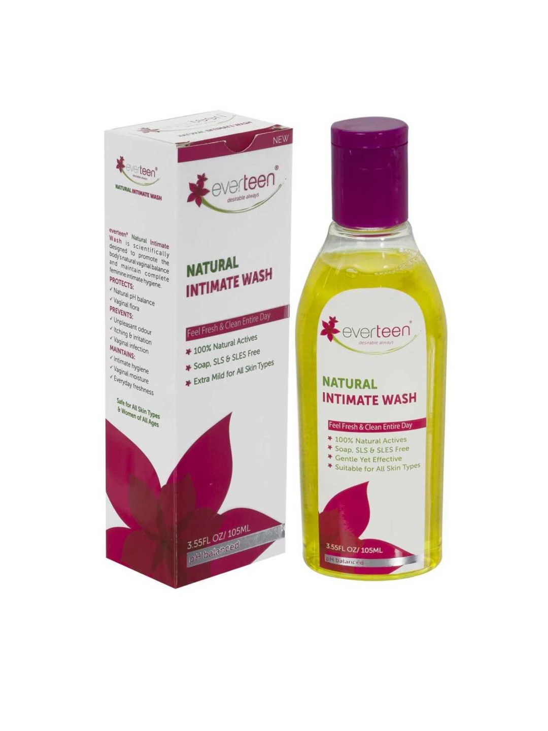 

everteen Set of 2 Natural Intimate Wash for Feminine Hygiene - 105 ml Each, Yellow