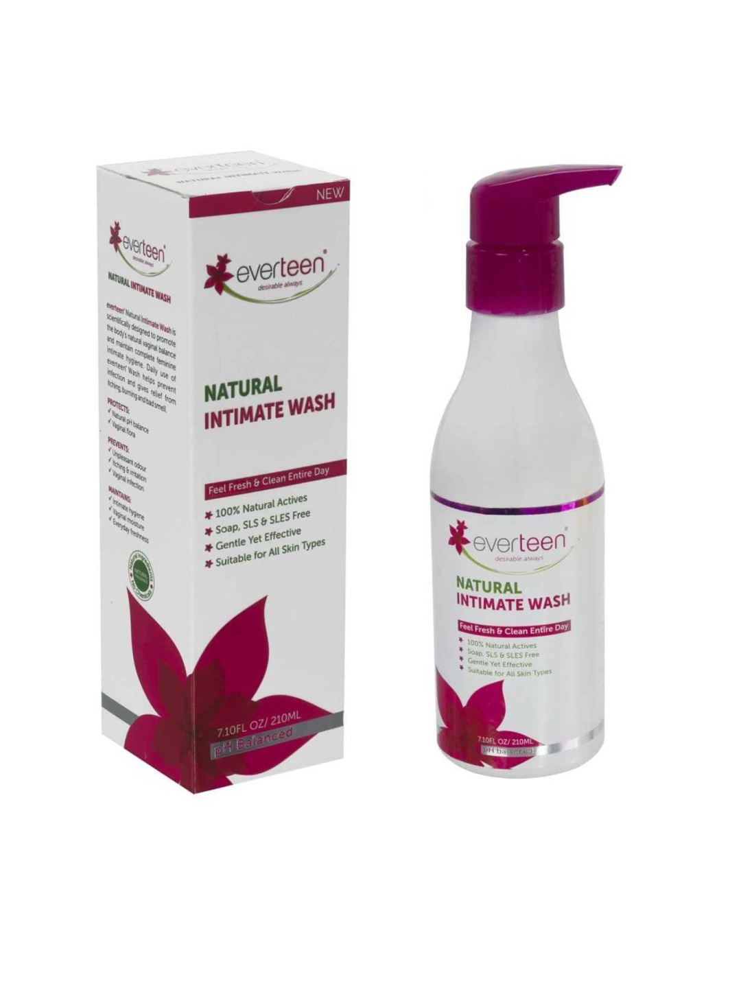 

everteen Natural Intimate Wash for Feminine Hygiene - 210 ml, Yellow