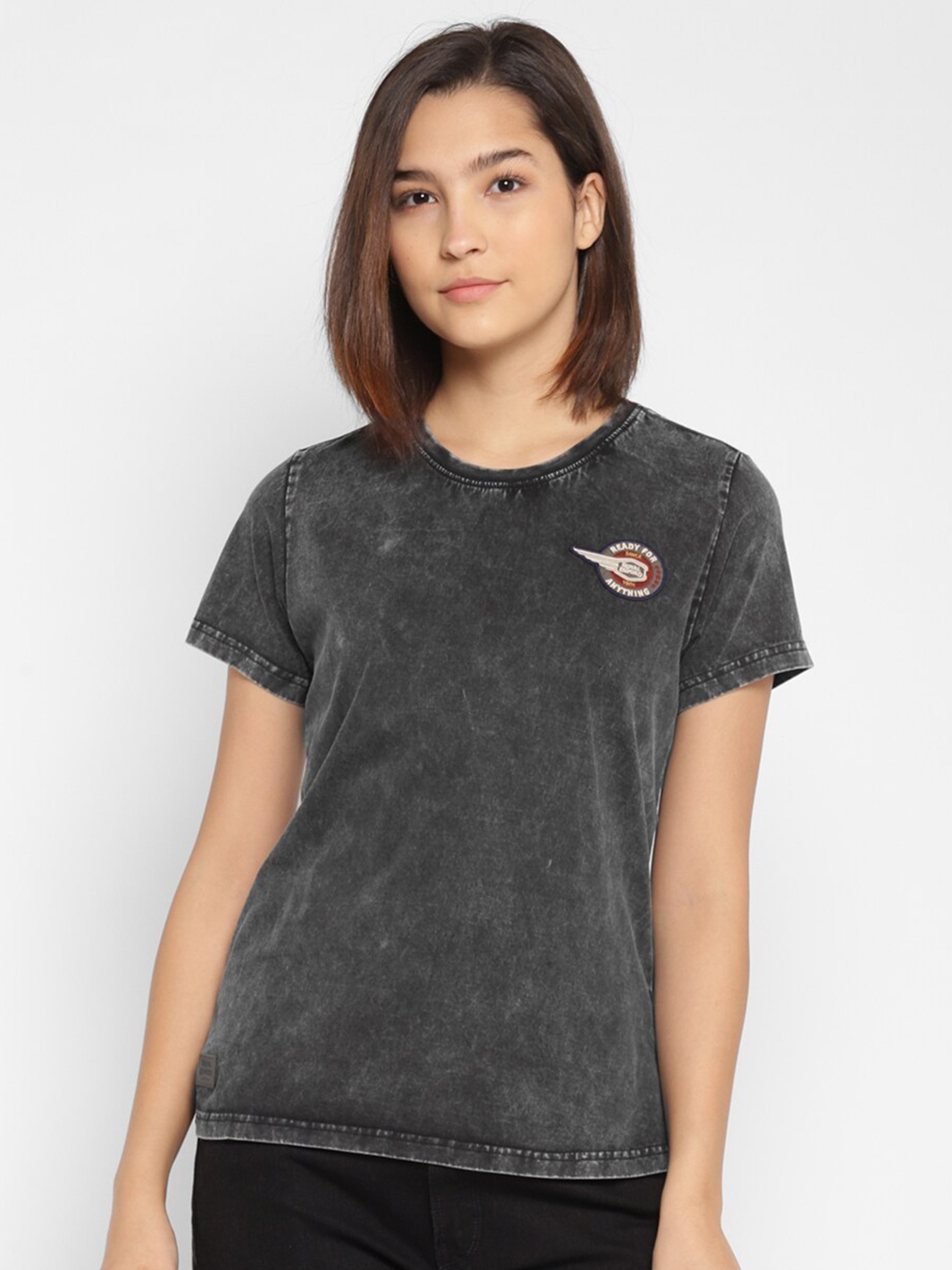 

Royal Enfield Women Black Cotton T-shirt