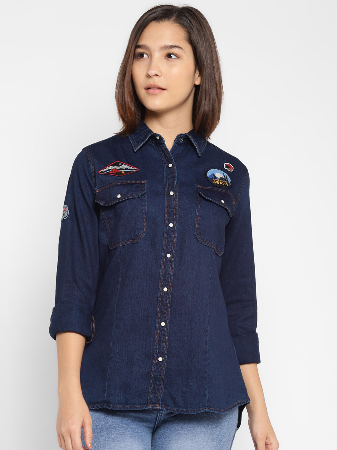 

Royal Enfield Women Blue Casual Shirt