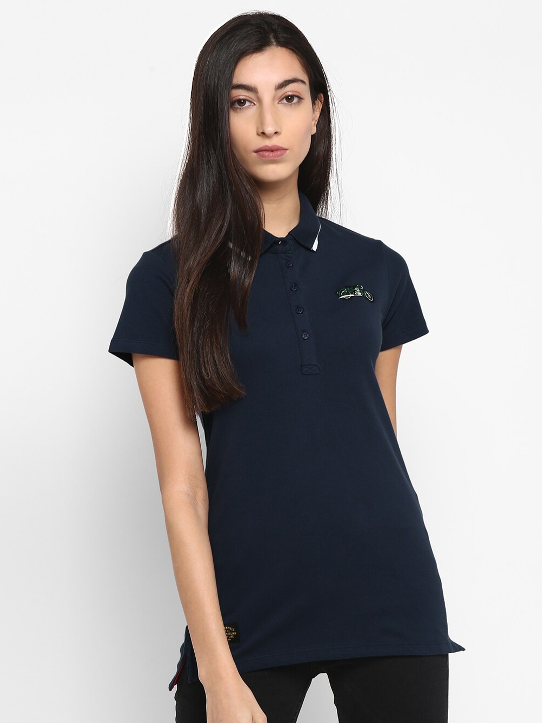 

Royal Enfield Women Blue V-Neck T-shirt