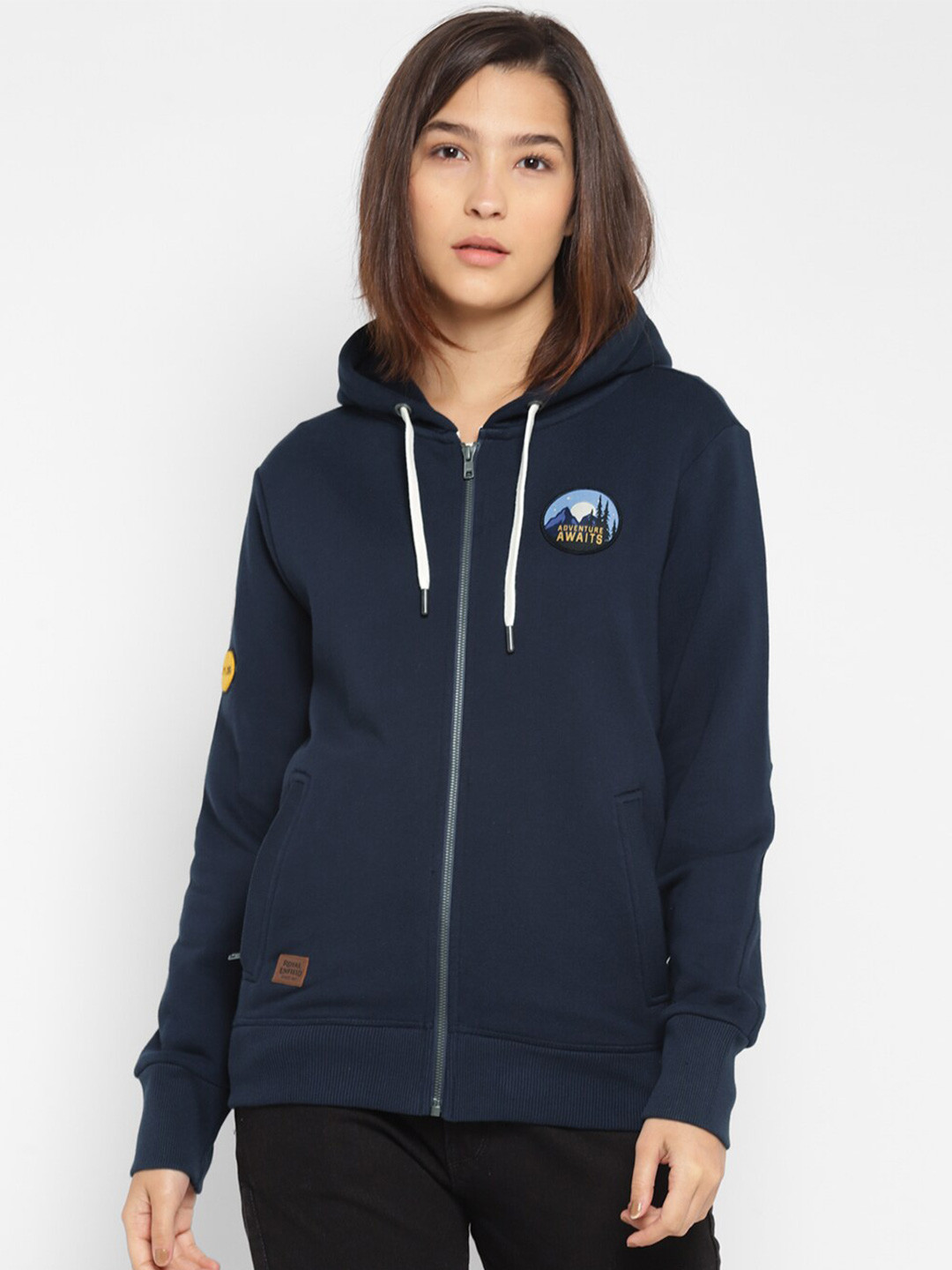 

Royal Enfield Women Navy Blue Hooded Sweatshirt