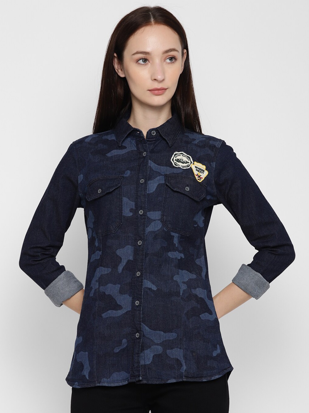 

Royal Enfield Women Blue Printed Casual Shirt