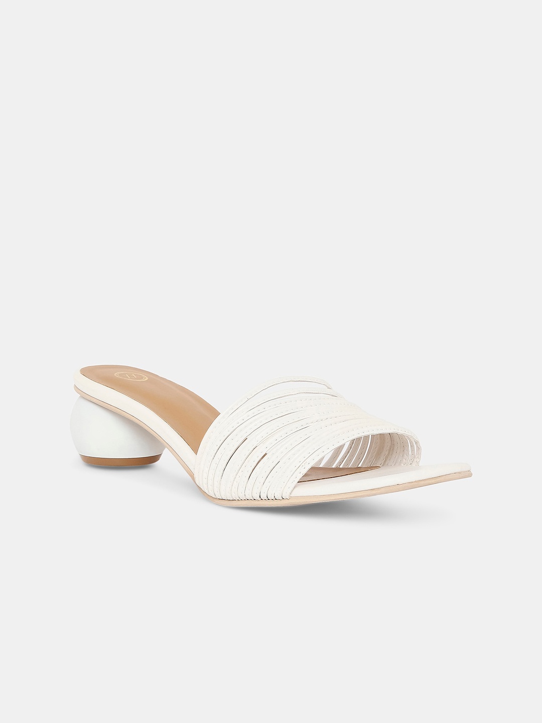 

20Dresses White Striped PU Party Block Sandals